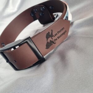 Collier Biothane 38 mm – Bande 25 mm Uni ou Imprimée – Attache Centrale