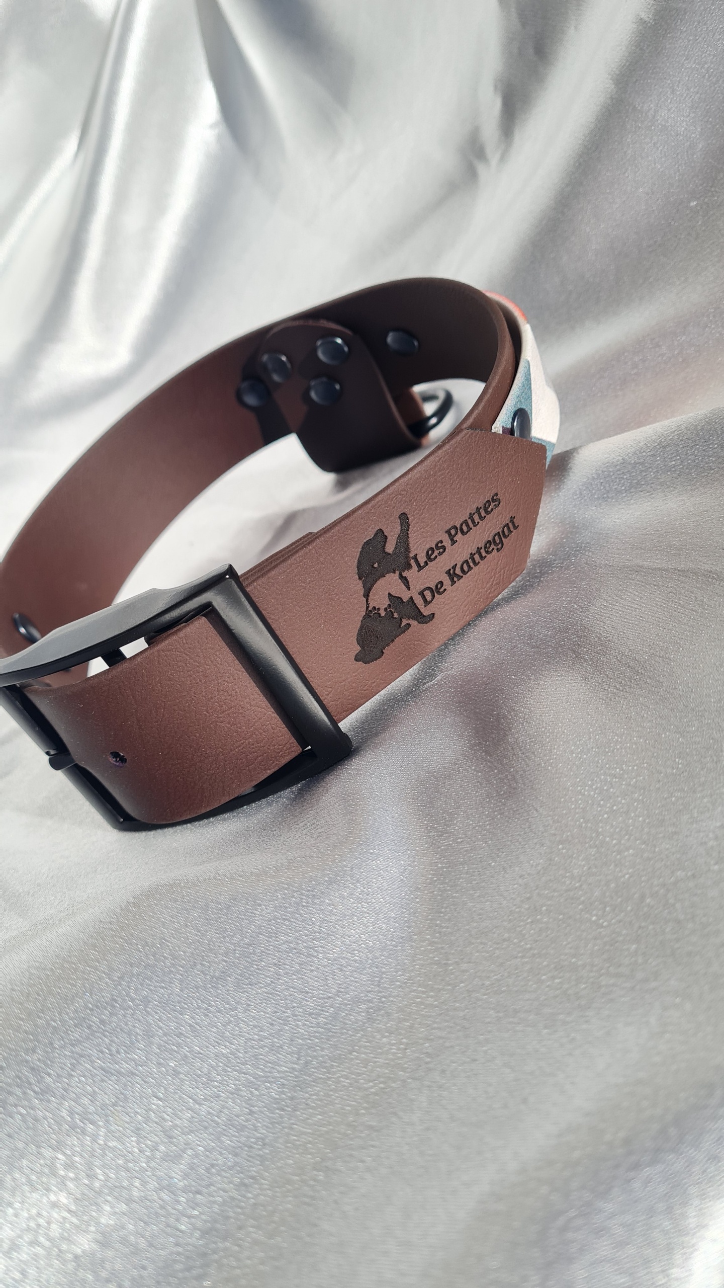 Collier Biothane 38 mm – Bande 25 mm Uni ou Imprimée – Attache Centrale